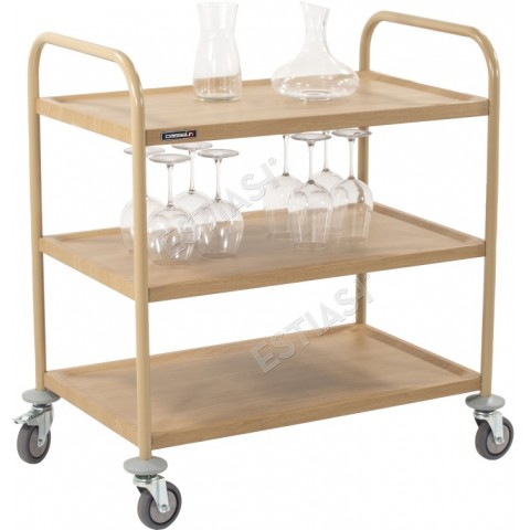 Serving cart in wood effect 3 trays