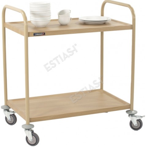 Serving cart in wood effect 2 trays